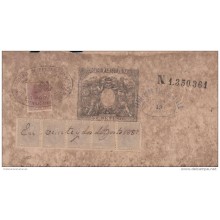 1884-UF-11 CUBA SPAIN REVENUE USE (LG-538). 5c. ALFONSO XII. 1884. SEALLED PAPER 1887.