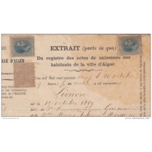 1884-UF-13 CUBA SPAIN REVENUE USE (LG-540). 10c. ALFONSO XII. 1884. BIRTH ACT IN FRANCE LEGALIZED.