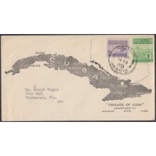 1948-H-12 CUBA. 1948. PROPAGANDA DEL TABACO. TOBACCO. CARTA COMERCIAL CON MAPA DE LA ISLA DE HOLGUIN A US.