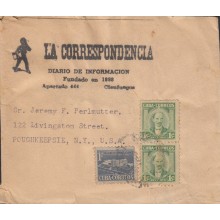 1954-H-6 CUBA. 1954. 1c PATRIOTAS. FAJA DE PERIODICOS. NEWSPAPER “LA CORRESPONDENCIA” TO US.