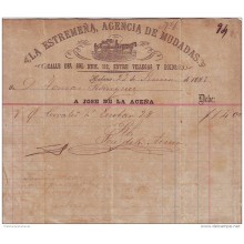 E4010 CUBA SPAIN ESPAÑA. 1887. ILLUSTRATED INVOICE. AGENCIA MUDANZAS. HABANA.