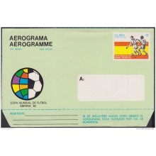 1982-EP-128 CUBA. 1982. STATIONERY AEROGRAMME. Ed.7. AEREOGRAMA SOCCER FUTBOL WORLD CUP UNUSED.