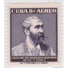 1957-241 CUBA REPUBLICA 1957. JOSE MARIA HEREDIA. INDEPENDENCE WAR. MH.