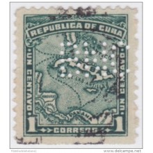 1917-295 CUBA REPUBLICA. 1914. Ed.195. MAPA DE CUBA. PERFINS "BNC" BANCO NACIONAL DE CUBA.