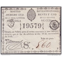 LOT-163 SPAIN ESPAÑA CUBA OLD LOTTERY. 1841. SORTEO 41. EXTRAORDINARIO.