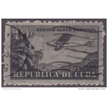 1931-33 CUBA REPUBLICA. 1930. Ed.264. 10c. AVION AIRPLANE. ERROR IMPRESION EMPASTELADA Y MAL PERFORADO.