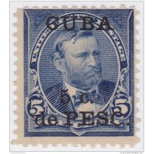 1899-251 CUBA US OCCUPATION 1899.Ed.263. 5c GRANT ERROR "O" BROOKEN. NO GUM.