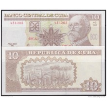 2005-BK-112 CUBA 2005. BANCO NACIONAL. 10$ MAXIMO GOMEZ. UNC. 5 CONSECUTIVE.