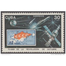1987.37 CUBA 1987 MNH. Ed.3305. 70 ANIV DE LA REVOLUCION DE OCTUBRE. RUSIA RUSSIA ESPACIO. SPACE. COSMO.