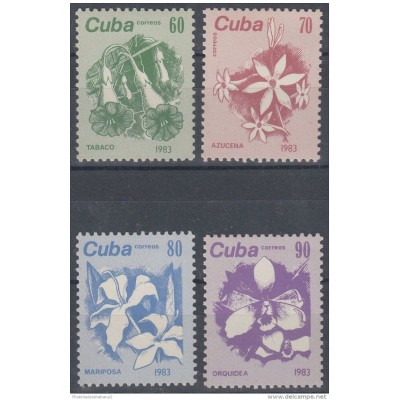 1983.63 CUBA 1983 MNH. Ed.2978-81. EMISION PERMANENTE. FLORES. FLOWERS. TOBACCO. LILY. ORCHID. BUTTERFLIES.