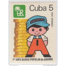 1984.46 CUBA 1984 MNH. Ed.3026. 1 ANIV BANCO POPULAR DE AHORRO. SAVING.
