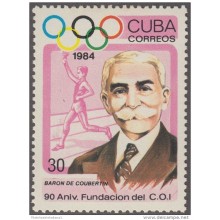 1984.52 CUBA 1984 MNH. Ed.3034. PIERRE DE COUBERTAIN. 90 ANIV FUNDACION DEL C.O.I. OLYMPIC OLIMPIADAS COMMITTEE.
