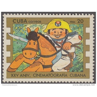 1984.56 CUBA 1984 MNH. Ed.3005. XXV ANIV CINEMATOGRAFIA CUBANA. ELPIDIO VALDEZ. HORSE CARTOON.