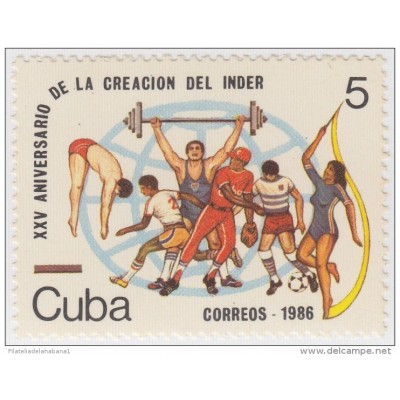 1986.50 CUBA 1986 MNH. XXV ANIV DE LA CREACION DEL INDER. DEPORTE. SPORTS.