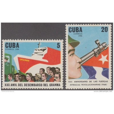 1986.66 CUBA 1986 MNH. Ed.3233-34. XXX ANIV DEL DESEMBARCO DEL GRANMA. ANIV DE LAS FAR. SHIP.