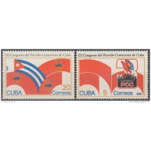1986.68 CUBA 1986 MNH. Ed.3151-52. III CONGRESO DEL PARTIDO COMUNISTA CUBANO. COMMUNIST PARTY.