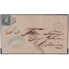 1855-H-118 CUBA SPAIN ESPAÑA. ISABEL II. 1855. 1/2r NORIEGA Y OLMO FORWARDING AGENT. 1857. TO SUGAR MILL GABRIELA.