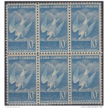 1953-182 CUBA REPUBLICA. 1953. Ed.562. GAVIOTA BIRD PAJAROS AVES SPECIAL DELIVERY MNH ORIGINAL GUM. BLOCK 6.