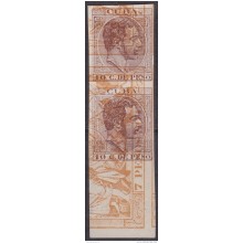 1884-162 CUBA SPAIN ESPAÑA. ALFONSO XII. 1884. Ed.102. 10c PAIR MACULATURA ERROR PROOF.
