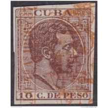 1884-163 CUBA SPAIN ESPAÑA. ALFONSO XII. 1884. Ed.102. 10c MACULATURA ERROR PROOF.