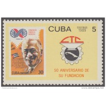 1989.41 CUBA 1989 MNH. 50 ANIV DE LA FUNDACION DE LA CTC. LAZARO PEÑA.