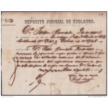 E4252 CUBA SPAIN ESPAÑA. 1857. SLAVE SLAVERY. DEPOSITO JUDICIAL ESCLAVOS ESCLAVITUD.