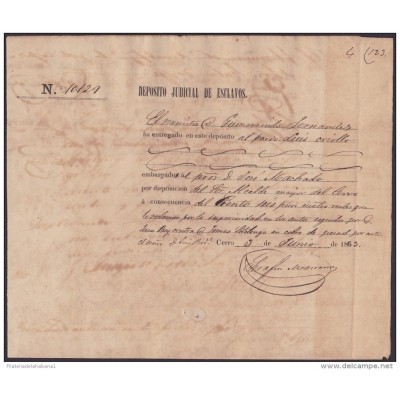 E4255 CUBA SPAIN ESPAÑA. 1863. SLAVE SLAVERY. DEPOSITO JUDICIAL ESCLAVOS ESCLAVITUD.