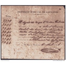 E4257 CUBA SPAIN ESPAÑA. 1855. SLAVE SLAVERY. DEPOSITO JUDICIAL ESCLAVOS ESCLAVITUD.