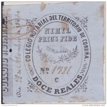 E4308 SPAIN ESPAÑA 1864. SEALLED PAPER + REVENUE LAWYER ATTORNEY. LA CORUÑA. LETRA "C".