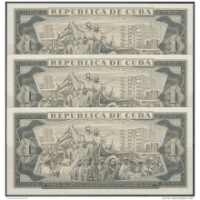 1980-BK-112 CUBA 1980. 1$. BANCO NACIONAL. JOSE MARTI. UNC. 3 CONSECUTIVOS.