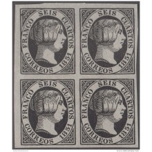 FAC-19 ESPAÑA SPAIN. SEGUI OLD FACSIMILE REPRODUCTION. ISABEL II. 1851 6 &frac14  . BLOCK 4.