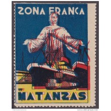 VI-97 CUBA 1936 ZONA FRANCA CINDIRELLA DISPLACED COLOR VIÑETA. RARE.