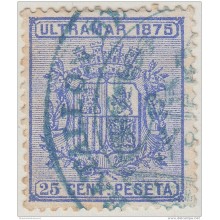 1875-63 CUBA ESPAÑA SPAIN. 1875. 25c MARCA MILITAR BATALLON EXPEDICIONARIO. RARE.