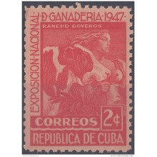 1947-180 CUBA REPUBLICA. 1947. Ed.389. EXPO GANADERIA VACA CAO MNH.