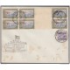 1951-FDC-125 CUBA REPUBLICA. 1951. FDC. LA BANDERA CUBAN FLAG ONLY AIR GUTTER PAIR ONLY AIR STAMPS LILY CARDENAS CANCEL.