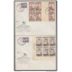 1951-FDC-125 CUBA REPUBLICA. 1951. FDC. LA BANDERA CUBAN FLAG ONLY AIR GUTTER PAIR ONLY AIR STAMPS LILY CARDENAS CANCEL.