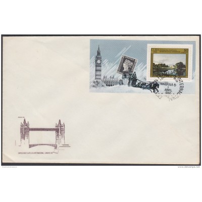 1980-FDC-11 CUBA. FDC. 1980. HF. ART JOHN COSTABLE. EXPO FILATELICA LONDRES. LONDON PHILATELIC EXPO. UK. ART.