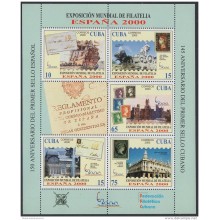 2000.84 CUBA 2000. MNH. Ed.4452. SPECIAL SHEET. EXPO MUNDIAL ESPAÑA. SPAIN. PHILATELIC EXPO. POSTAL HISTORY 6 CUARTOS.
