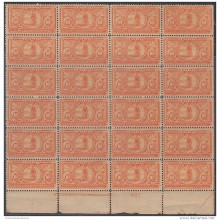 1902-100 CUBA REPUBLICA. (LG-1032) 1902. Ed.175. 10c BICICLETA CICLE SPECIAL DELIVERY PLATE NUMBER BLOCK 24 MNH.