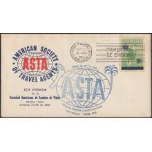 1959-FDC-85 CUBA 1959. ASTA. SOC AMERICANA DE AGENCIAS DE VIAJES.BIRD. AVES. PAJAROS. BLUE CANCEL.