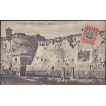 POS-244 CUBA POSTCARD 1911. FORTALEZA DE LA CABAÑA HABANA. HAVANA CASTLE OF CABAÑA TO FRANCE.