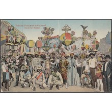 POS-247 CUBA POSTCARD 1921. CARNAVAL DE LA HABANA. COMPARSA CARNIVAL SEASON. TO FRANCE.