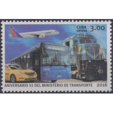 2016.54 CUBA 2016 MNH. ANIV MINISTERIO DE TRANSPORTE. TRANSPORT. RAILROAD RAILWAY CARS.