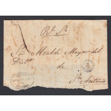 1864-H-26. CUBA ESPAÑA SPAIN. OFFICIAL MAIL. SOBRE DE CORREO OFICIAL DE ALQUIZAR A SAN ANTONIO. 1864.