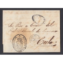 1865-H-3. CUBA ESPAÑA SPAIN. OFFICIAL MAIL. SOBRE DE CORREO OFICIAL DE SANTA CATALINA A SANTIAGO DE CUBA.
