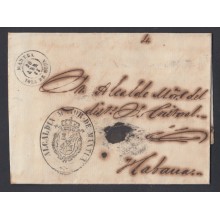 1865-H-4. CUBA ESPAÑA SPAIN. OFFICIAL MAIL. SOBRE DE CORREO OFICIAL DE MANTUA A LA HABANA. 1865.