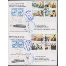 2007-FDC-103 CUBA 2007 FDC REG. COVER TO SPAIN. JOSE MARTI. INDEPENDENCE WAR. COMPLETE SET