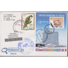 2006-FDC-104 CUBA 2006 FDC REG COVER TO SPAIN. EXPO INTERNACIONAL HOTEL RIVIERA. PHILATELIC EXPO