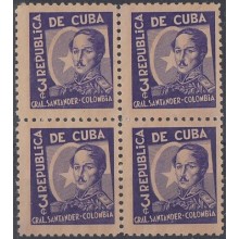 1937-298 CUBA REPUBLICA. 1937 3c. Ed.310 COLOMBIA. ESCRITORES Y ARTISTAS. WRITTER AND ARTIST NO GUM.