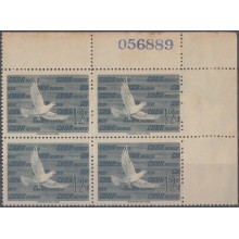 1956-262 CUBA REPUBLICA. 1956 12c AVES BIRD PAJAROS Ed.658 ORIGINAL GUM MANCHAS. BLOCK 4. SHEET NUMBER.